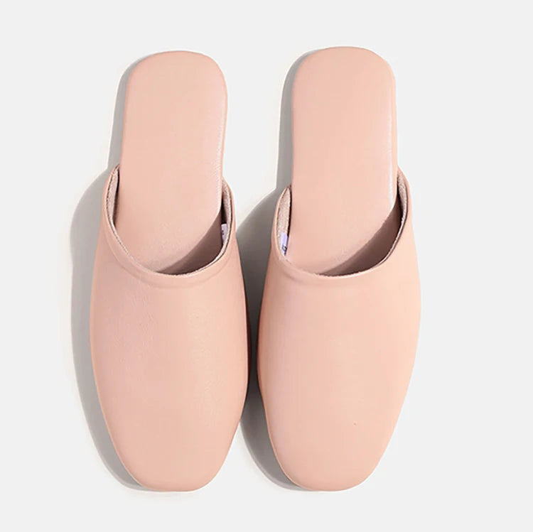 Women Men Breathable Four Seasons Waterproof Home Loafers Mules Genuine Leather Sheepskin Leather Slippers
