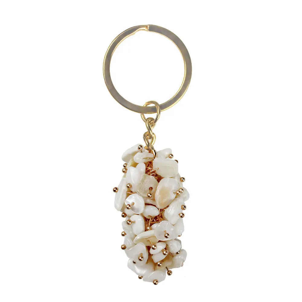 DIY Favorable Price Crystal Keychain Crushed Stone Energy Keychain Shell Grape Shaped Pendant for Necklace Jewelry