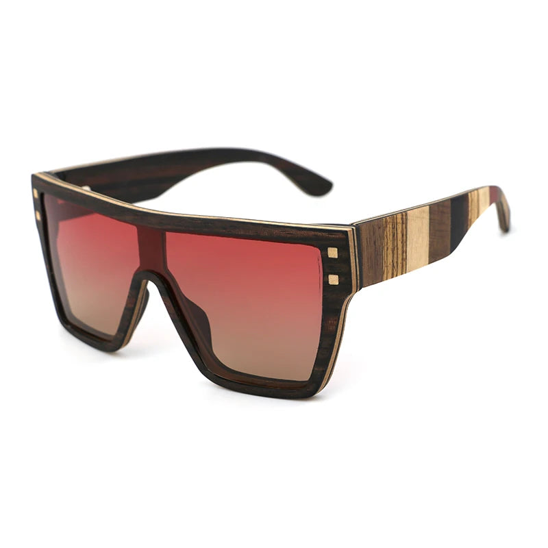 Wood Rectangle Sunglasses One Piece UV400 Sun Glasses for Men Big Lens Brand Designer Shield Sunglasses Women Men