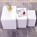 White 3 Tables High Gloss Multi-functional Nesting Coffee Tables Island Display Table Stand for Clothing Store