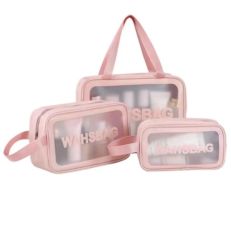 Clear PVC for Toiletry Organizer Foldable Zippered Cosmetic Pouch Bag Waterproof Makeup Storage Vanity Beauty Bag Clear Cosmetic MegaBDM