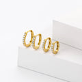 Fashion Jewelry Earrings 925 Sterling Silver Trendy Earrings Different Size Round Full Zircon Gold Plated Hoop Earrings Women MegaBDM