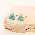 INS Vintage Style PVD 18K Gold Stainless Steel Blue Turquoise Inlaid Triangle Earrings Jewelry Custom Stud Earrings for Women