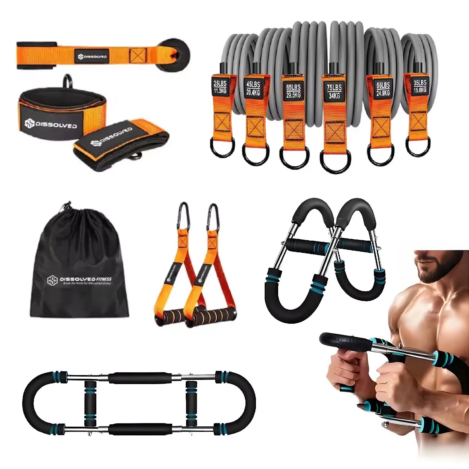 Gym Accessories Home Gyms Equipment Sports Products Exercise Bands Resistance Fitness Elasticbands Arm Strength Trainer 2 in 1