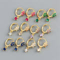 Exquisite Flower-shaped Hoop Earrings 18k Gold 925 Sterling Silver Color Zircons Pendant Hoop Earring