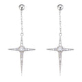 Findings Designer Bling Starburst Cross Psj Brass 18k Gold Plated Cubic Zirconia Drop Earrings for Women Girls