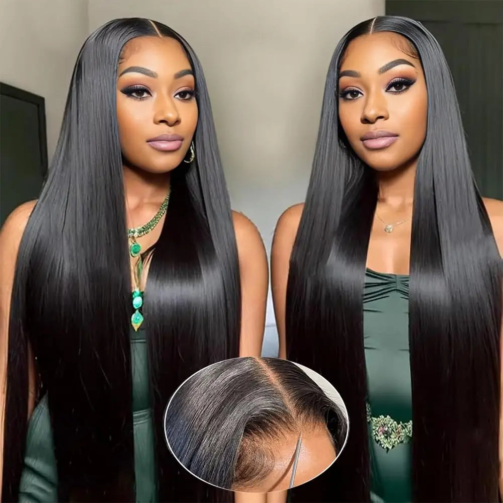 Wear and Go Glueless Wigs Raw Vietnamese Human Hair Wig Natural Straight Transparent Lace Closure Wigs Vendors for Black Women