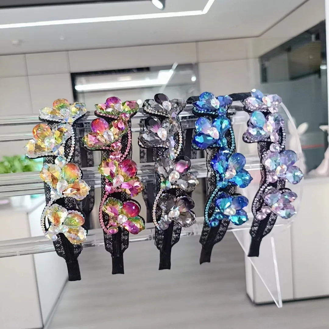 Crystal Bridal Hair Accessories Female Ladies Hairbands Flower Headbands Wedding Head Jewelry