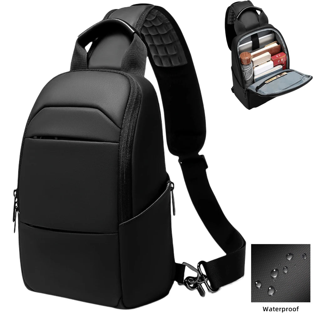 Waterproof Sling Bag for Men - Multi-Compartment Crossbody Backpack Business Travel Shoulder Chest Bag