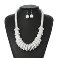 Geometric Wood Beads Necklace Earring Set African Style Choker Link Chain Exaggerated Sweater Jewelry for Women for Weddings