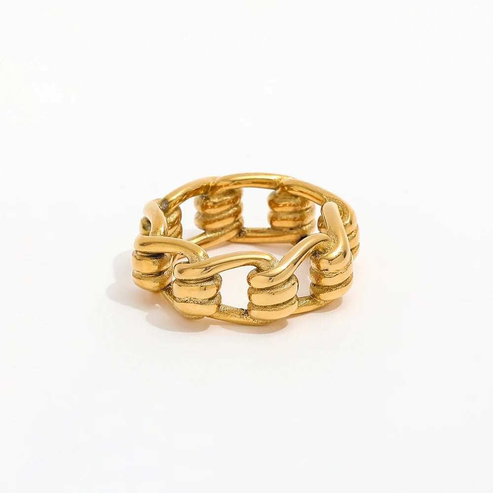 High End 18K PVD Gold Plated Stainless Steel Spring Knot Rings for Women Trendy Stainless Steel Jewelry Wholesale