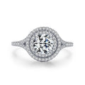 Full Diamond Round Row Micro Pave Insert Zircon Diamond Ring 925 Sterling Silver Ring for Women