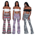 High Waist Vintage Ethnic Printed Palazzo Women Bell Bottom Flared Pants Long Legging for Yoga