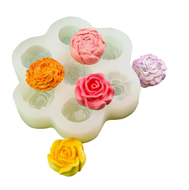 Three-dimensional Rose Peony Disposable Silicone Mold Oven Safe Cake Soap Decoration Scented Candle Resin Moulds Cake Tools