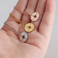 Fashion Non Tarnish 18K Gold Silver Rose Plated Stainless Steel Women Compass Pendant Necklace Jewelry