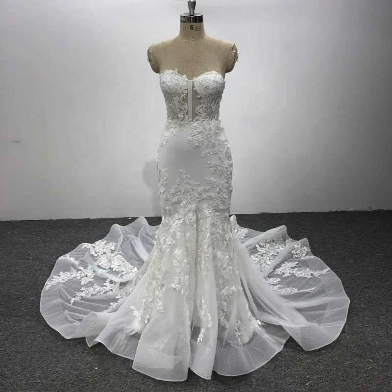 Jancember LSQX040 Boho Latest African Mermaid Wedding Gowns Dress for Women