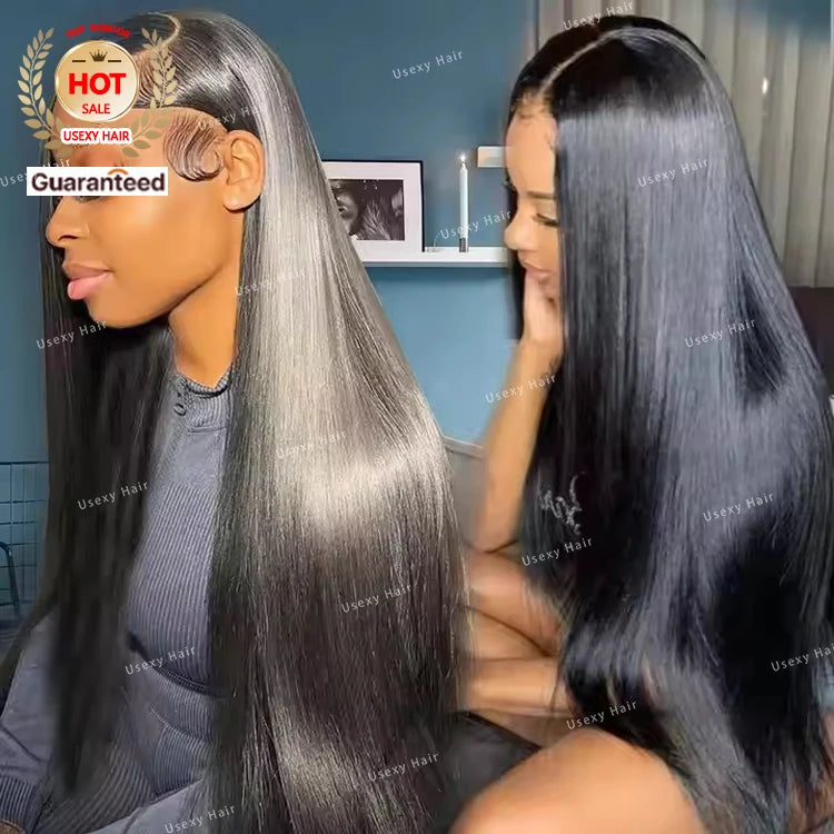 Pre Pluck Raw Cuticle Aligned Indian Hair Wig Glueless Bone Straight HD Lace Wig Bleached Knots Lace Front Human Hair Wigs