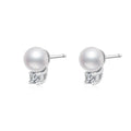 925 Sterling Silver Moissanite Chic Pearl Studs Earrings Rhodium Plated Jewelry for Women 4.5 Carat for Men Women