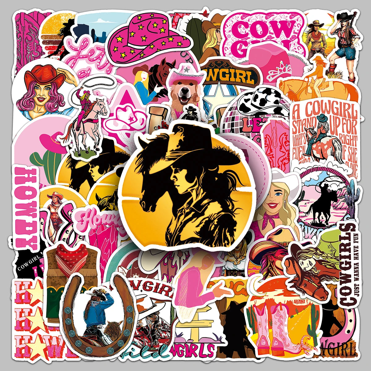 50PCS Factory Hot Phone Case Stickers Cool Trend Personality Waterproof Decorative Cowgirl Stickers