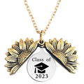 Class of 2025 Graduation Decoration Sunflower Shaped Locket Necklace Silver Gold Custom Jewelry Personalized Locket Necklace