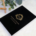 Luxury Free Samples Black Velvet Gold Foil Logo Hardcover Wedding Booklet Invitation Cards With 3D Envelope