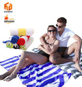 Custom Extra Large Microfiber Beach Towel Quick Dry Double Sided Stripe Travel Sand Free Surf Swimming Pool Wholesale Logo Bag