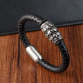 Hyperbole Style Jewelry Braided Leather Bracelet Stainless Steel Magnetic Clasp Vintage Genuine Leather Bracelet for Men OT-229