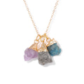 Trendy Irregular Three Stones Pendant Stainless Steel Chain Natural Raw Stone Necklace for Women