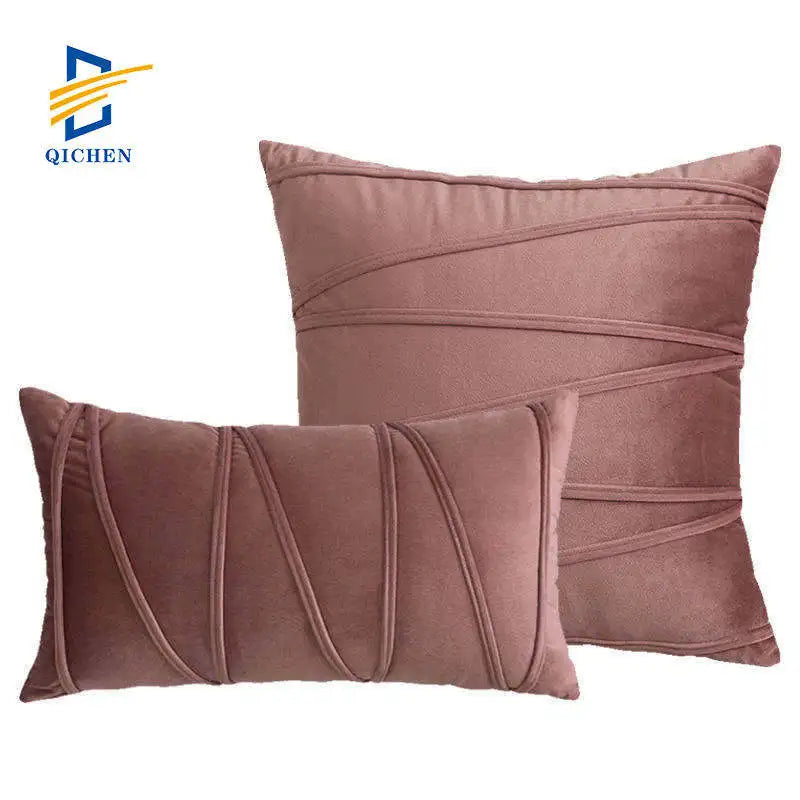 Innermor 100% Polyester Knitted Soft Velour Pleated Portable Geometric Floral Luxury Throw Pillows Modern Bedroom Striped