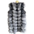 Customized Winter Warm Natural Color Real Silver Fox Fur Vest Women's Jacket with Cotton Filling and Polyester Lining
