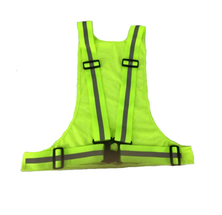 Fluorescent Yellow Orange Body Security Stripped Mesh T-shirt Safety Vest Jacket Belt Harness with Reflective Tape Material