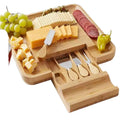 Large Bamboo Cheese Board Set for Cutting for House Warming New Home Wedding Birthday Mother's Day Gifts for Women Couples Moms