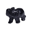 HZ Black Obsidian Crystal Elephant Statue Figurines Decor Hand Carved Gemstone Animal Sculpture for Home Decoration
