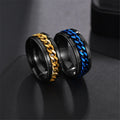 GT Hot Selling 8mm Anxiety Ring Moon Chain Fidget Metal Ring Women Men Rotate Freely Anti Stress Stainless Steel  Ring