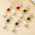 2024 Retro Gold Plated Pearl Resin Earrings Women Jewelry Faux Baroque Pearl Dangle Earrings for Party