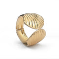 New Gold Plated Exaggerated Punk Style Boho Metal Shell Shaped Open Cuff Bracelet for Women Girls