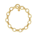 Personalized Children's Trendy Modern 316L Stainless Steel Gold Plated Textured Oval Link Chain T-Bar Bracelet for Anniversary
