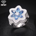 Exquisite Unisex Fine Jewelry with Certificate: 925 Rhodium Silver Ring Adorned with White and Colored Moissanite Pave for Women