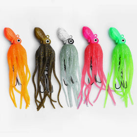 18Cm 150g 3D Eyes Lead Jig Head Octopus Fishing Glow Soft Lures TPE Skirt With Treble Hooks for Saltwater Trolling Fishing