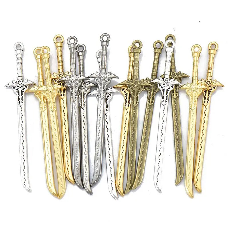 YuenZ 10pcs/bag 5 Colors Alloy Pendant Animation Game Weapon Charms for DIY Handmade Jewelry Material 70*15mm M89