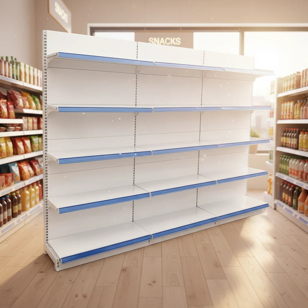 Hot Sale White Heavy Duty Metal Freestanding Store Display Rack/Shelves Supermarket Gondola Shelf