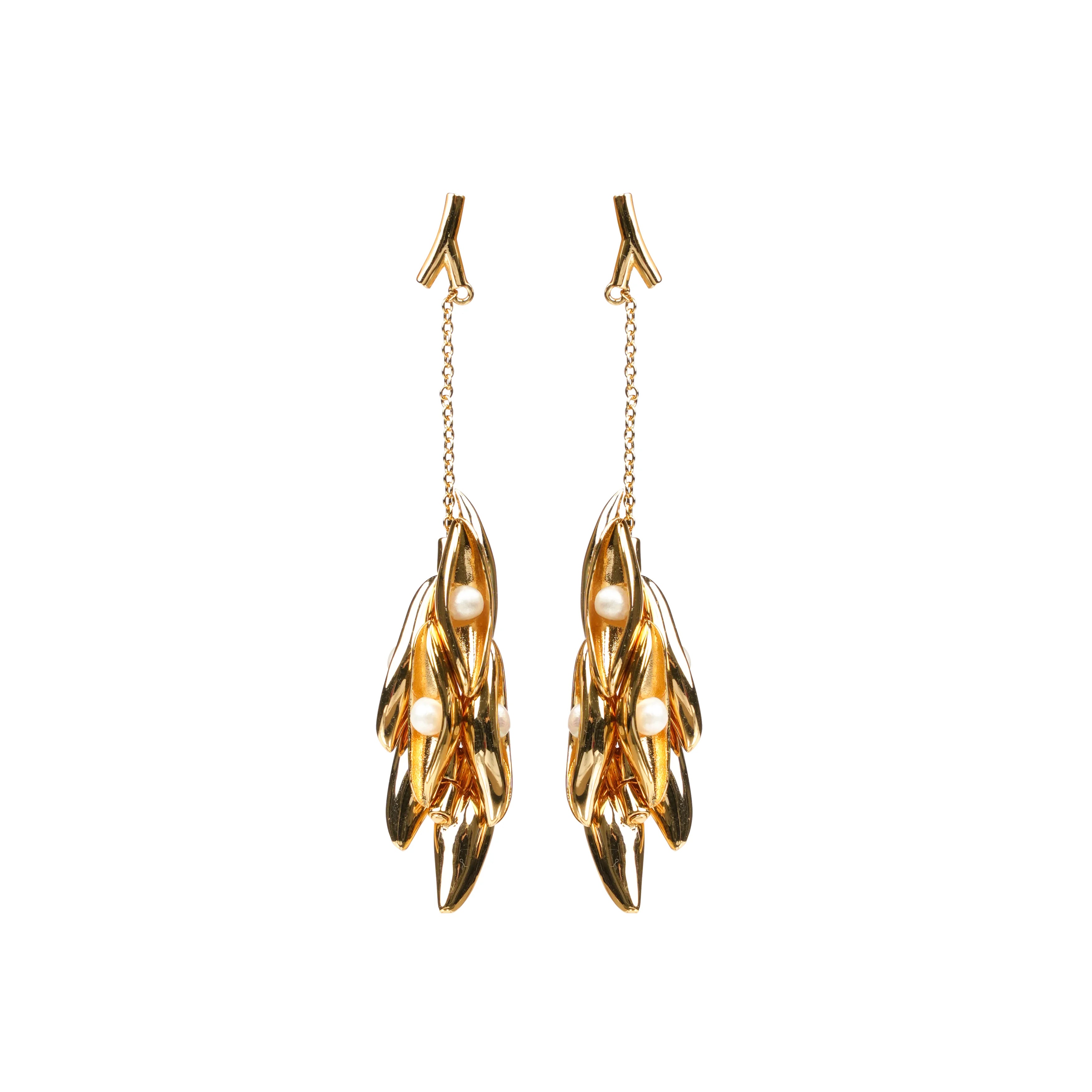 New Design Vintage Tree Branch Girl Pea String Natural Pearl Pendant Earrings Ladies Earrings Fashion Jewellery