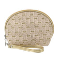 Fashion Hot Stamping PP Straw Material Make up Toiletry Bag with Removable Wrist Strap Zipper Portable Straw Cosmetics Bag OEM