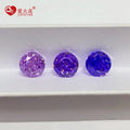 Wuzhou Gems Round Brilliant Cut Synthetic Loose Cz Stone Price Purple Color Crushed Ice Cut Zircon Stone