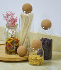 Wholesale Round Small Borosilicate Glass Spice Jar Wood Cork Ball Lids Tea