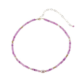 Bohemian Gemstone Purple 4MM Colorful Natural Stone Bead Custom Beaded Real Freshwater Pearl Personalized Necklace