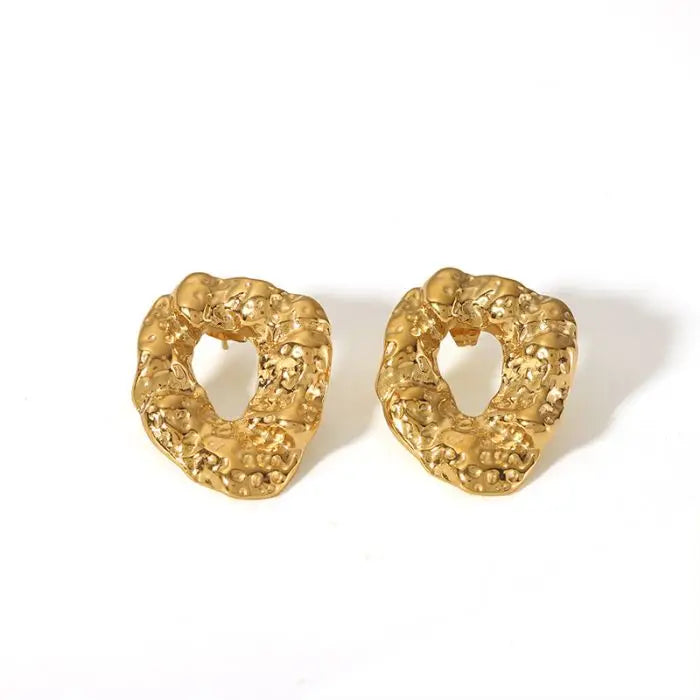 Vintage Gold Plated Stainless Steel Stud Earrings New Statement Fashion Jewelry for Party
