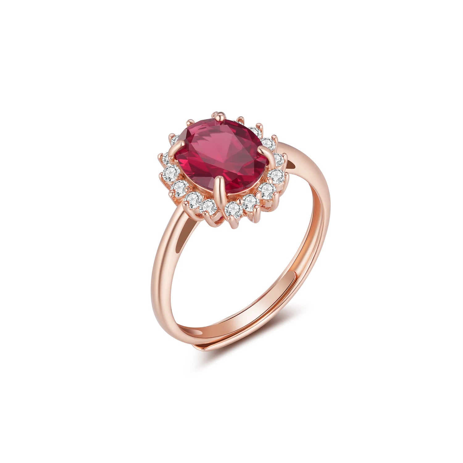 YBO 2CT Corundum CZ Adjustable Ring 18K Rose Gold Plating Real 925 Silver Open Size Engagement Finger Ring Fine Jewelry Weddings