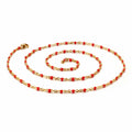 Women's Stainless Steel Enamel Beaded Link Chain Necklace Gold Multi Color Necklaces Jewelry