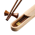 Wholesale Portable Luxury Chopsticks Case Japanese Solid Wooden Reusable Disposable Chopsticks Drawer Box Students Takeaway Bulk